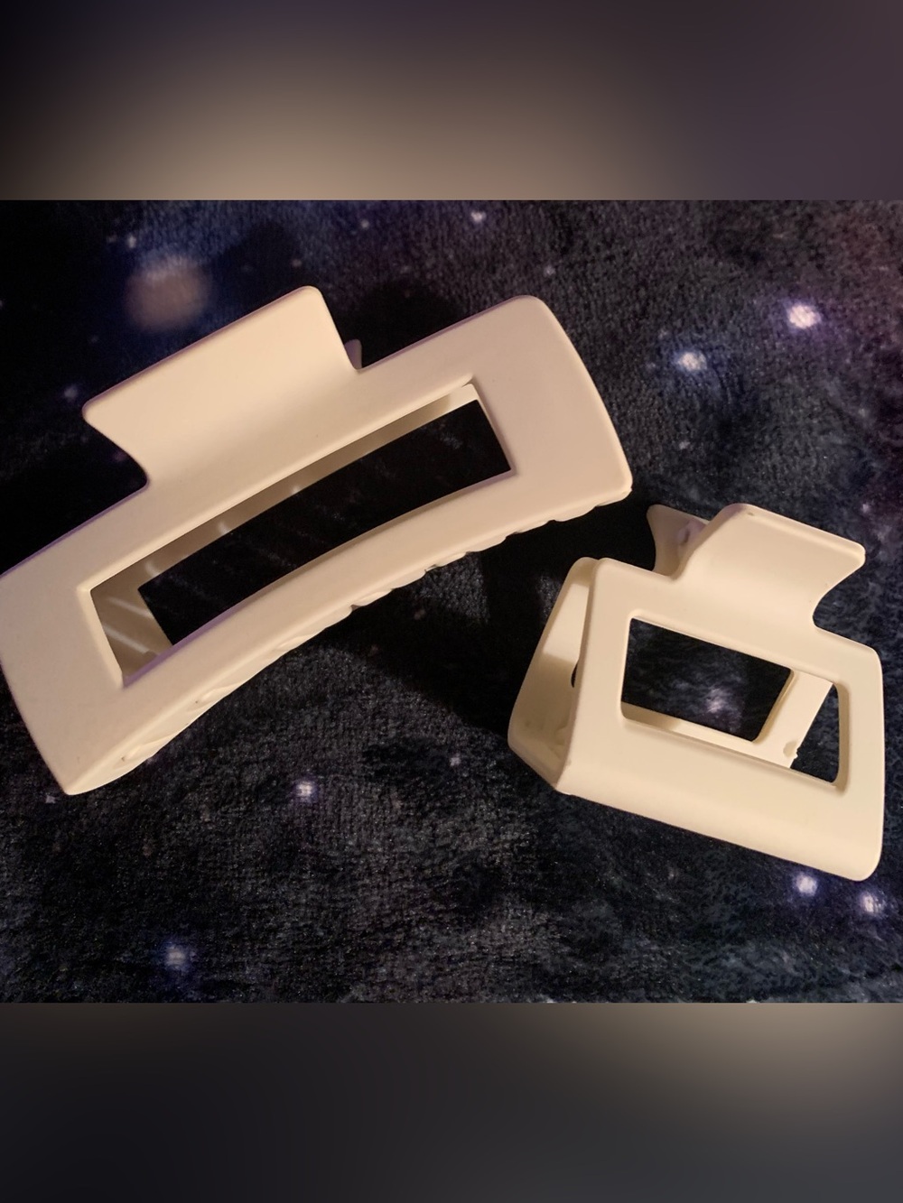 Cream Oversized Rectangle Hair Claw Clips - Set of 2